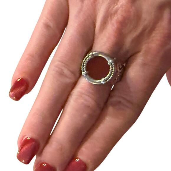 Vintage 925 Sterling Silver Carnelian Ring Filigree Boho Statement SZ.8 Courage - Picture 6 of 16